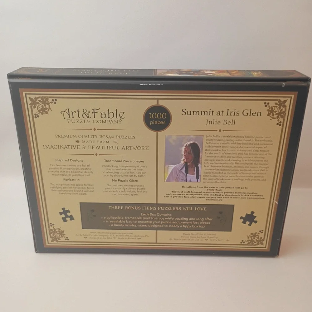 ART & FABLE PUZZLE CO. 1000 pc Summit At Iris Glen Julie Bell Puzzle with Print